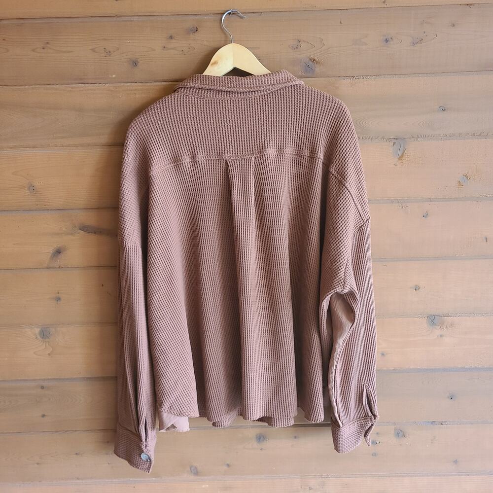 Pink Lily Waffle Knit Shacket Top Change The Game Distressed 3XL Boho Jacket - Picture 4 of 6